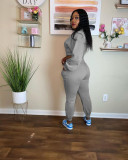 Solid Long Sleeve Casual Two Piece Pants Set MEM-88404