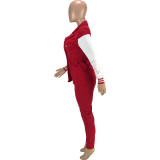 Casual Patchwork Long Sleeve Two Piece Sets MEI-9222
