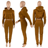 Solid Fleece Hoodies And Pants Two Piece Sets CH-8201