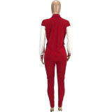 Casual Patchwork Long Sleeve Two Piece Sets MEI-9222