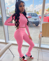 Solid Long Sleeve Slim Two Piece Pants Set LM-8297