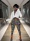 Sexy Long Sleeve Top+Printed Pants Two Piece Sets FENF-197