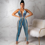 Sexy Sequin Deep V Neck Backless Bandage Jumpsuit ME-Q176