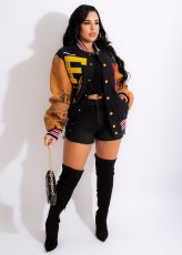 Casual Printed Patchwork Baseball Jacket JRF-3666