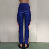 PU Leather Ruffle Side Skinny Pants BN-9312