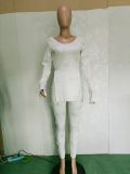 Solid Long Sleeve Split Top And Pants 2 Piece Sets BN-9308