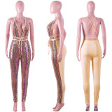 Sexy Sequin Deep V Neck Backless Bandage Jumpsuit ME-Q176