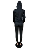 Letter Print Hoodies Casual Two Piece Sets QZX-6240