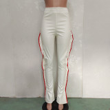 PU Leather Ruffle Side Skinny Pants BN-9312