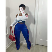 PU Leather Ruffle Side Skinny Pants BN-9312