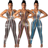 Sexy Sequin Deep V Neck Backless Bandage Jumpsuit ME-Q176