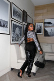Black PU Leather Long Pants BGN-218