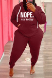 Plus Size Fleece Letter Print Hoodies 2 Piece Sets WAF-77373