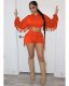 Solid Tassel Hooded Long Sleeve 2 Piece Shorts Set MEM-88408