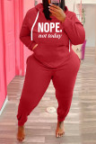 Plus Size Fleece Letter Print Hoodies 2 Piece Sets WAF-77373