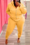 Plus Size Hot Drilling Lip Hooded Zipper 2 Piece Sets WAF-77375T118