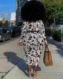 Plus Size Sexy Printed Long Sleeve Midi Dress XMY-9335