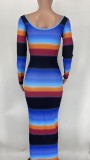 Sexy Low Cut Long Sleeve Slim Maxi Dress XMY-9338