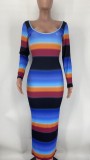 Sexy Low Cut Long Sleeve Slim Maxi Dress XMY-9338