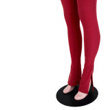 Sexy One Shoulder Bodysuit+Split Pants 2 Piece Sets ASL-6531