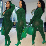 Sexy Long Sleeve Zippper Jumpsuit With Gloves AL-266
