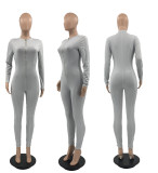 Casual Long Sleeve Zipper Skinny Jumpsuit JRF-3644