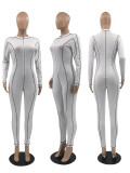 Casual Long Sleeve Zipper Skinny Jumpsuit JRF-3644