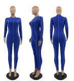 Casual Long Sleeve Zipper Skinny Jumpsuit JRF-3644