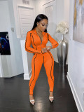Casual Long Sleeve Zipper Skinny Jumpsuit JRF-3644