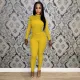 Solid Long Sleeve Two Piece Pants Set FOSF-8114