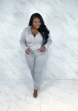 Plus Size Hot Drilling Hooded Zipper 2 Piece Sets WAF-77386T118
