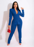 Solid Full Sleeve Blazer  Coat And Pants 2 Piece Suits (With Belt) TK-62010