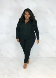 Plus Size Hot Drilling Hooded Zipper 2 Piece Sets WAF-77386T118