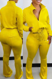 Plus Size Solid Zipper Long Sleeve 2 Piece Pants Set OMY-80081