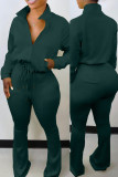 Plus Size Solid Zipper Long Sleeve 2 Piece Pants Set OMY-80081