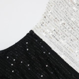 Plus Size Sequin Hollow Out Long Sleeve Club Dress CYA-9422