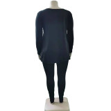 Plus Size Casual Long Sleeve Two Piece Pant Sets WAF-77241