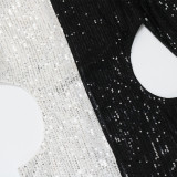 Plus Size Sequin Hollow Out Long Sleeve Club Dress CYA-9422