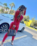 Sexy Printed Long Sleeve Two Piece Sets OMY-80077