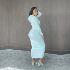 Solid Hooded Long Sleeve Maxi Dress BN-9314