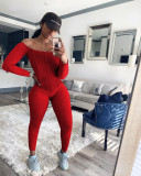 Sexy Slash Nedk Long Sleeve Tight Jumpsuit YD-8554