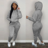 Casual Solid Hoodies Pants Two Piece Sets LSD-90355