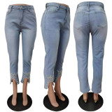 Denim Mid Waist Skinny Jeans Pants LSD-9070-2