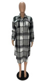 Classic Plaid Print Full Sleeve Long Coat XYF-9121