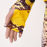 Snake Skin Print Thumb Hole Long Sleeve 2 Piece Sets JZHF-8011