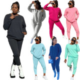 Solid Long Sleeve Casual Two Piece Pants Set BGN-222