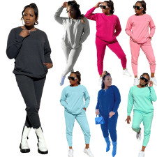 Solid Long Sleeve Casual Two Piece Pants Set BGN-222