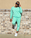 Solid Long Sleeve Casual Two Piece Pants Set BGN-222