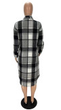Classic Plaid Print Full Sleeve Long Coat XYF-9121