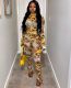 Snake Skin Print Thumb Hole Long Sleeve 2 Piece Sets JZHF-8011